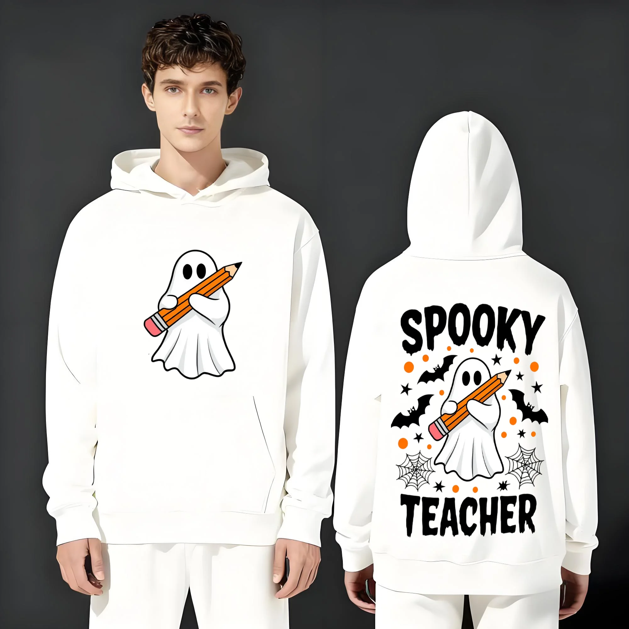 

The 2025 casual fashion 330g heavyweight hoodie is suitable for both men and women featuring Halloween-style prints