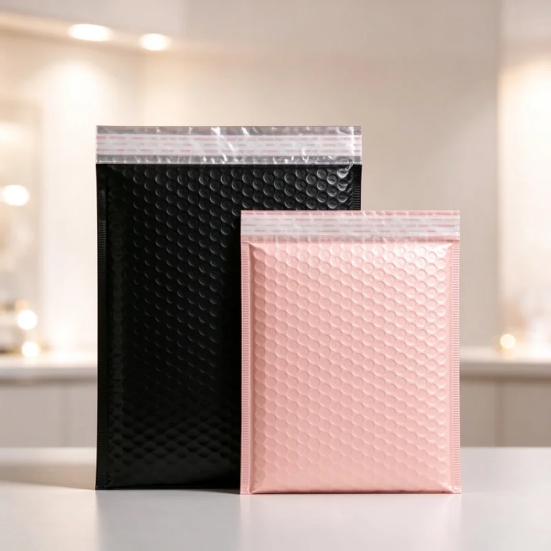 100Pcs Naked Pink Black Polyethylene Bubble Envelope Self sealing Express Packaging Bag Gift Bag Transport Packaging Bag