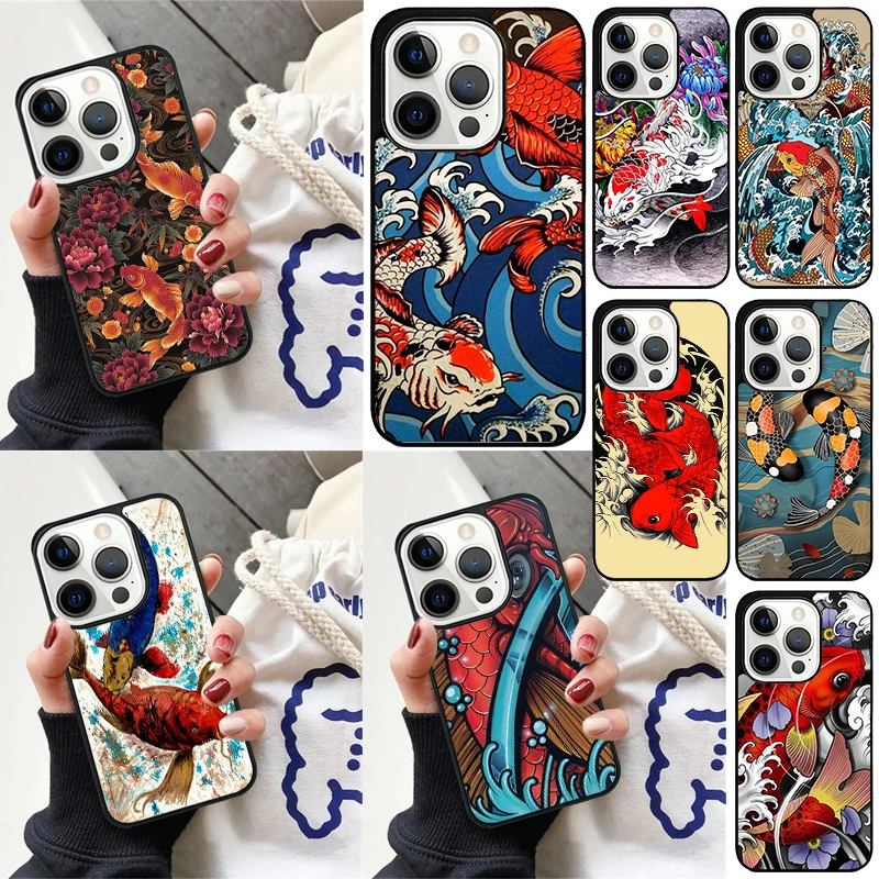 Koi carp fish japanese skull tattoo phone Case Cover For iPhone 16 15 14 Plus X XR XS for apple 16 11 12 13 mini Pro Max