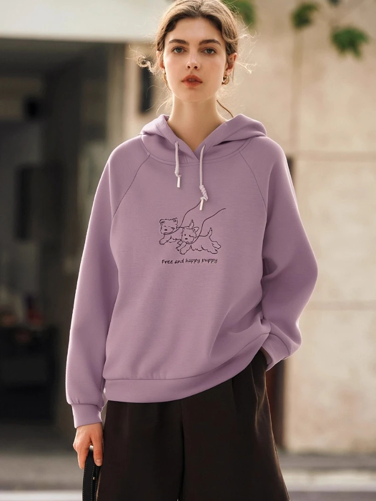 OLrain Women's Hooded Loose Sweater 2025 Autumn New Fun Cartoon Embroidered Tops Fashion Casual Sweatshirts Commute O57QR000695