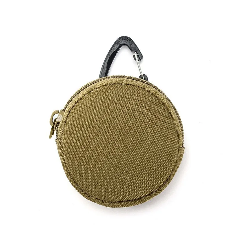 Men's military enthusiast zipper earphone bag with loose change sports outdoor tactical circular mini card bag for women