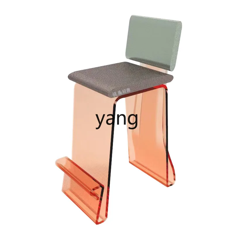 Yjq Acrylic Bar Chair Home Light Luxury Modern Simple Backrest High Chair Front Desk Creative