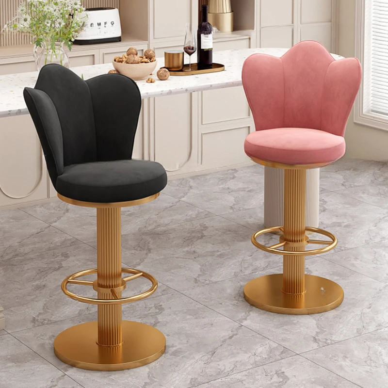 

Lightweight Chair Bar Backrest Luxury Chairs Iron Barber Shop Metal Armchair Tabouret Design Mid-century Kitchen Stool High Home