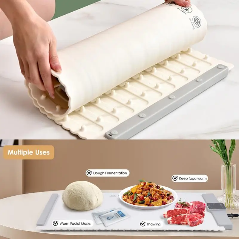 

Food Warmer Mat For Parties Rollable Silicone Table Food Heating Mat Extra Large Foldable Food Warmer Board 25.98x15.35 Inches