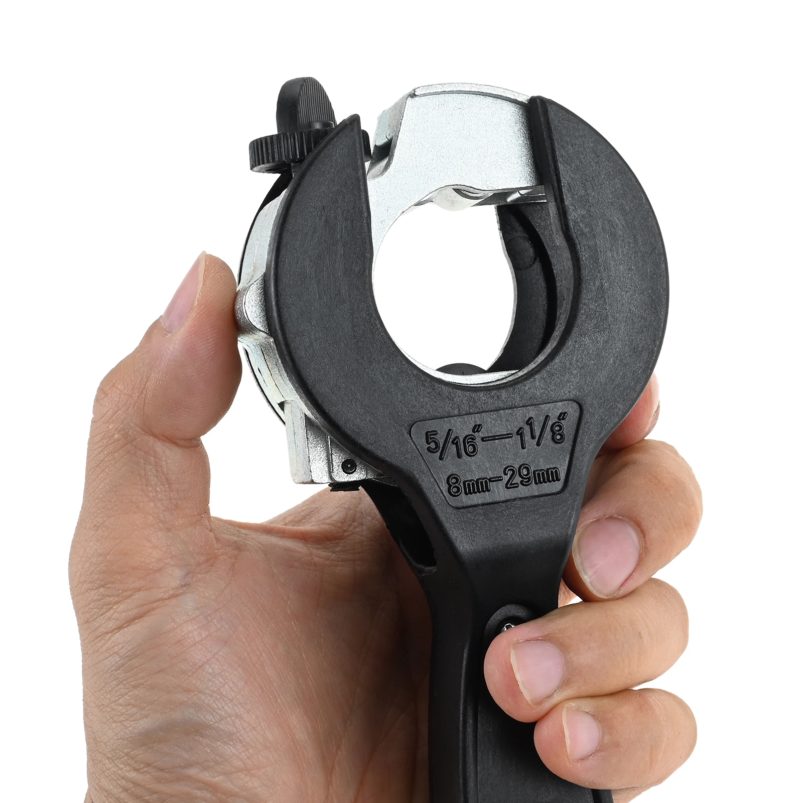 2 in 1 Ratcheting Tubing Cutter Adjustable Cutter Tool for 5/16" To 1-1/8" Tubing HAVC Repair Tool Copper Pipe Cutter Black/red