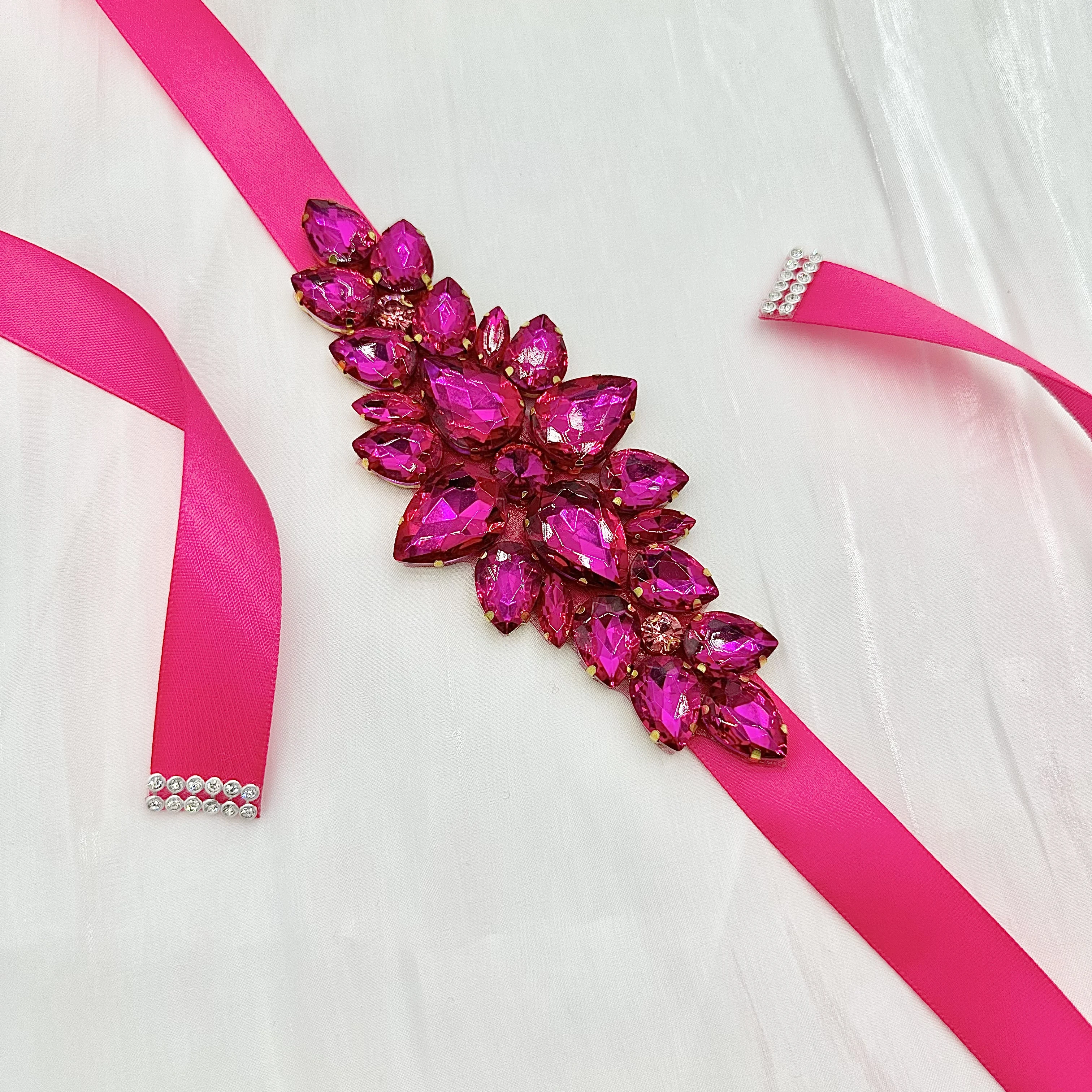 Orange Hand-Sewn Large Glass Rhinestone Women's Wedding Dress Waistband Accessories DIY Beading
