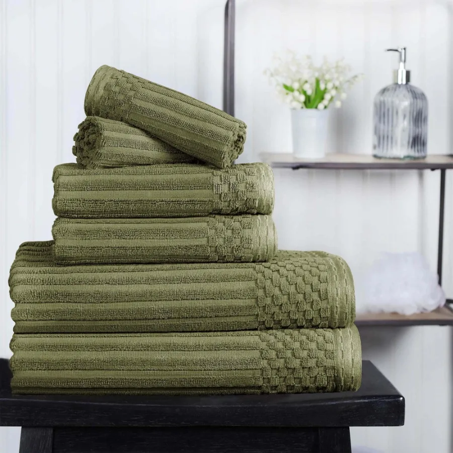 

Набор из 6 полотенец Soho Ribbed Cotton, цвет шалфейный