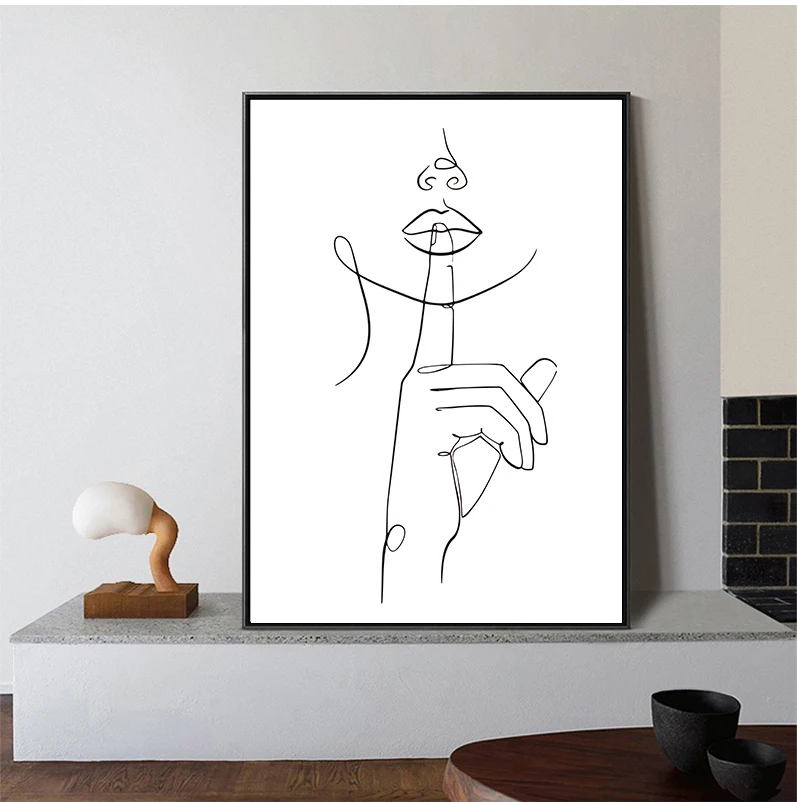 Abstract Minimalist Line Woman Wall Art Canvas Painting Nordic Aesthetic Posters And Prints Wall Pictures For Living Room Decor