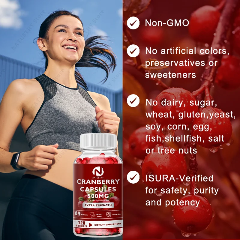 Cranberry Extract Supports Urinary System Health, Bladder Health Potent Antioxidant Rich Vitamin C - Everyday Cranberry Capsule