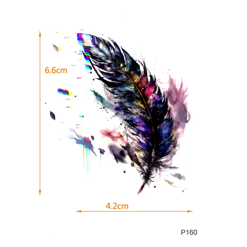 Black Feather Waterproof Temporary Tattoos Men Henna Tatoo Sticker Faux Tatouage Temporaire Femme For Kids Flash Tattoo