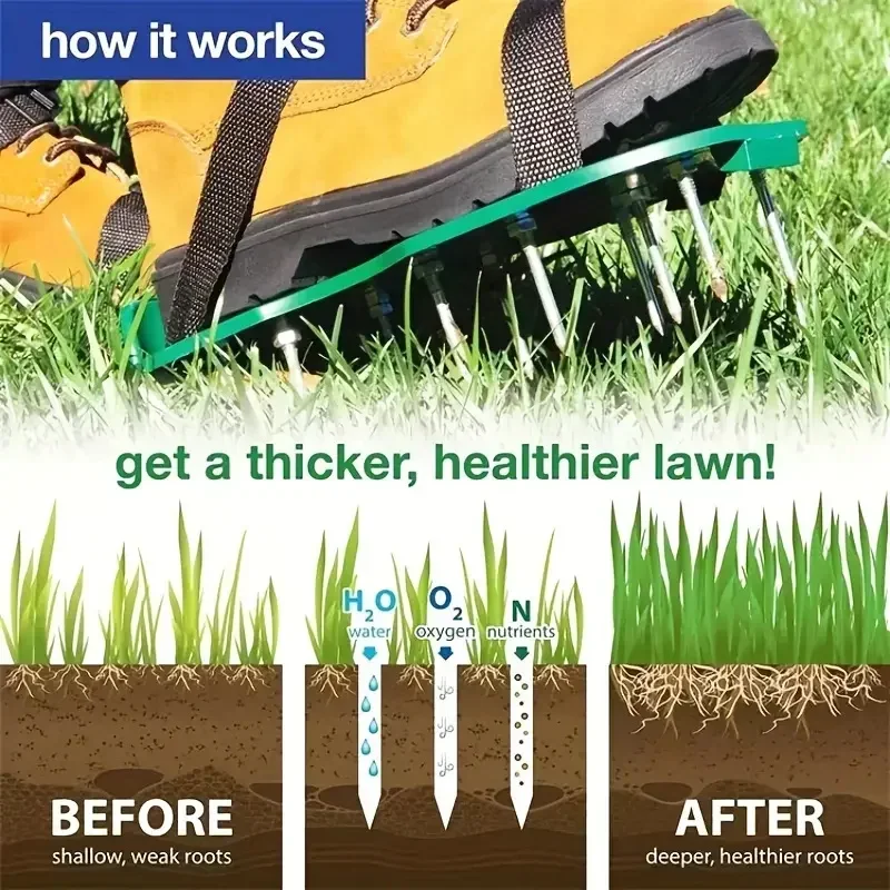 Garden Aerator Shoes Spike Walking Tool Lawn Cultivator Soil Scarifiers Grass Nail Yard Sandals for Easy Weeding And Aerating