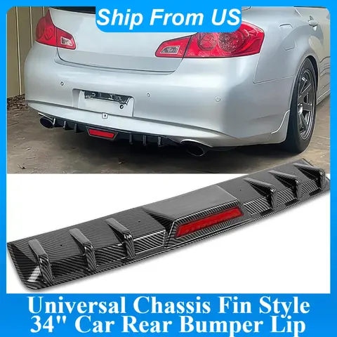 34" Car Rear Bumper Lip with Brake Light Chassis Fin Style Universal Rear Bumper Spoiler Diffuser For Toyota/BMW/Benz/Honda