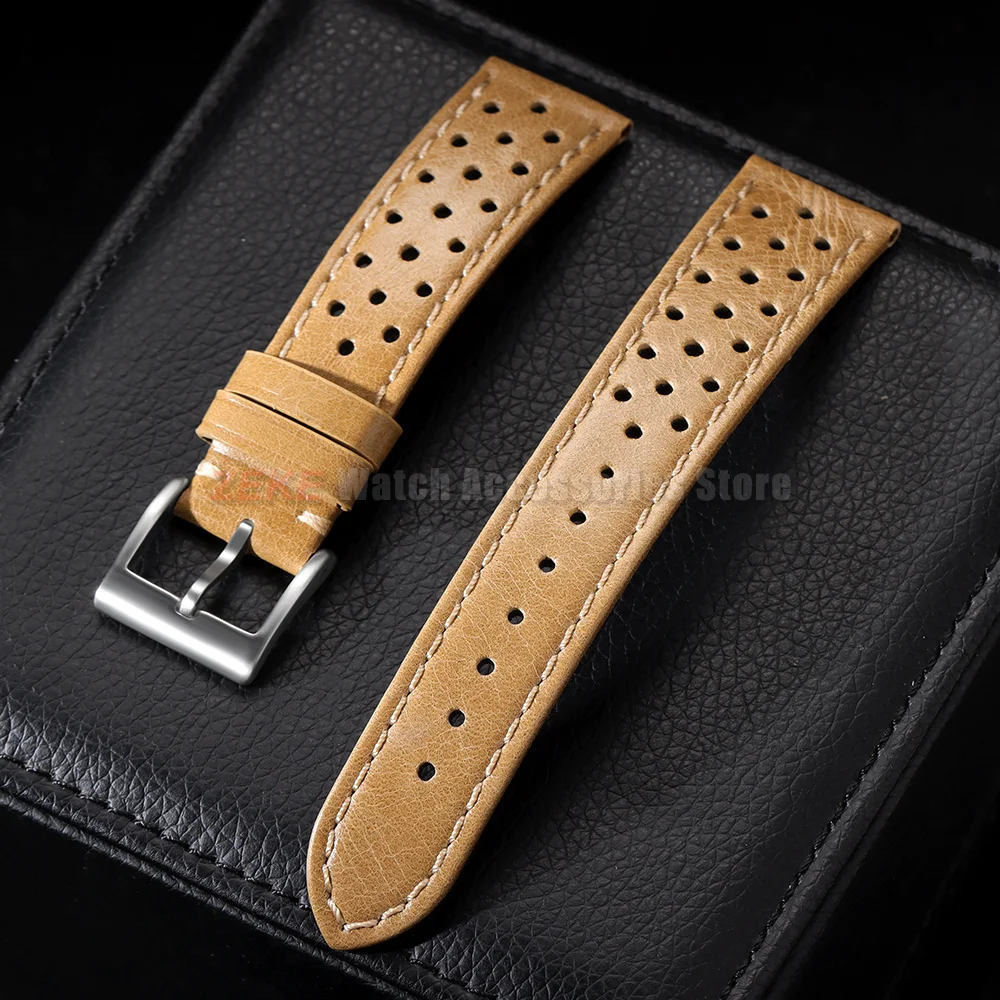 Vintage-Uhrenarmband aus echtem Leder, 18 mm, 20 mm, 22 mm, universell für Herren und Damen, Rindslederarmbänder, atmungsaktives Armband für Seiko Herrenarmband – Detail 18
