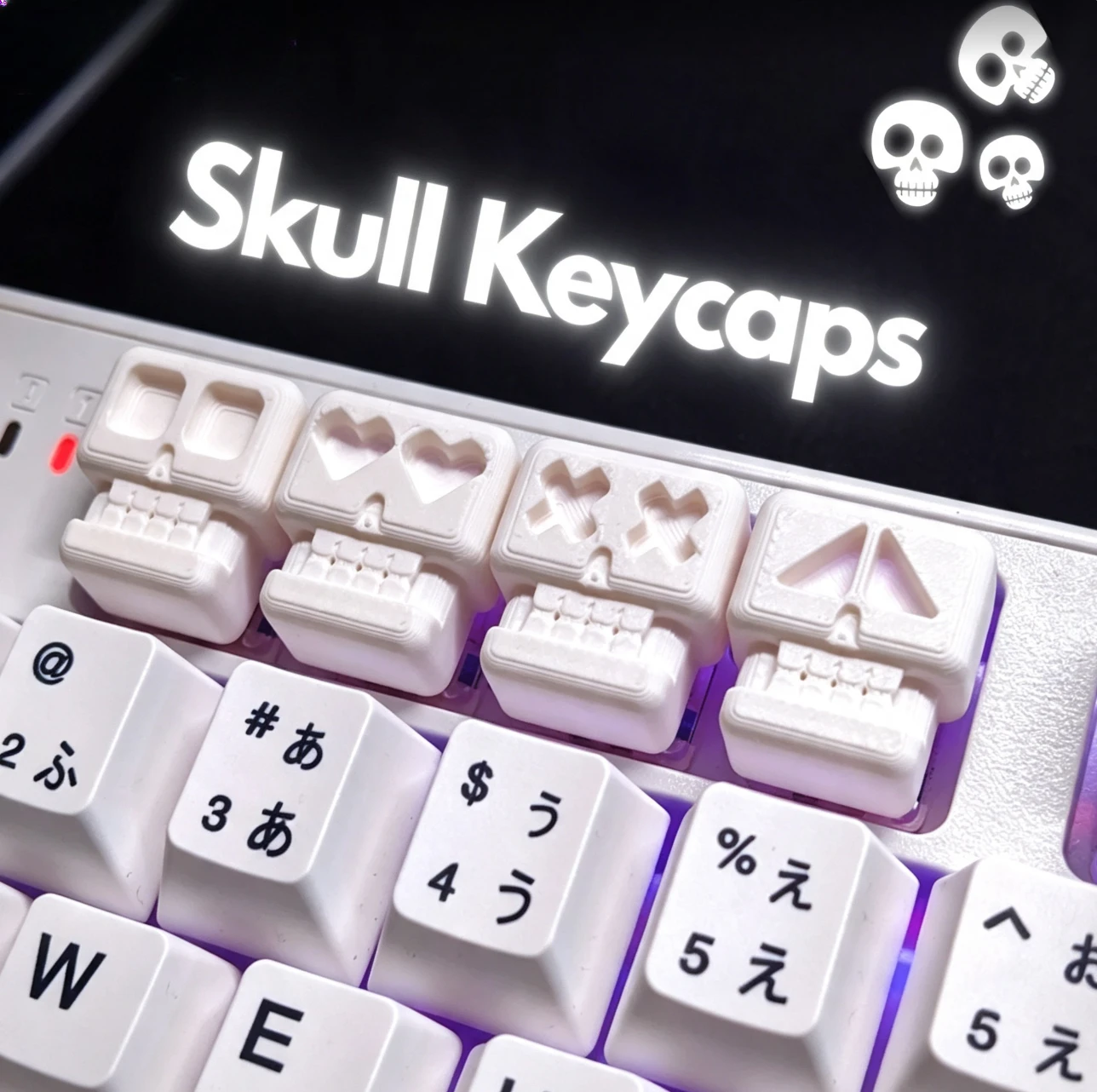 2pcs Gothic Skull Keycaps Compatible MX Mechanical Keyboard for Cute Computer Keycap Gaming Accessories