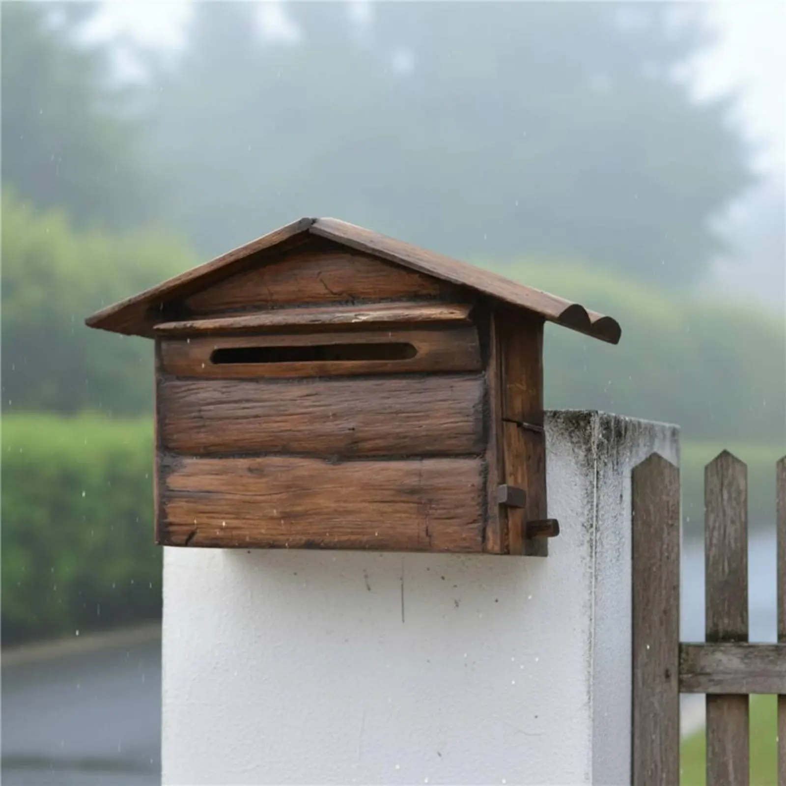 Rainproof Wooden Mailbox Decorative Vintage Wall Mailbox Home Decor Weather Resistant Long-Lasting for Villa, Garden