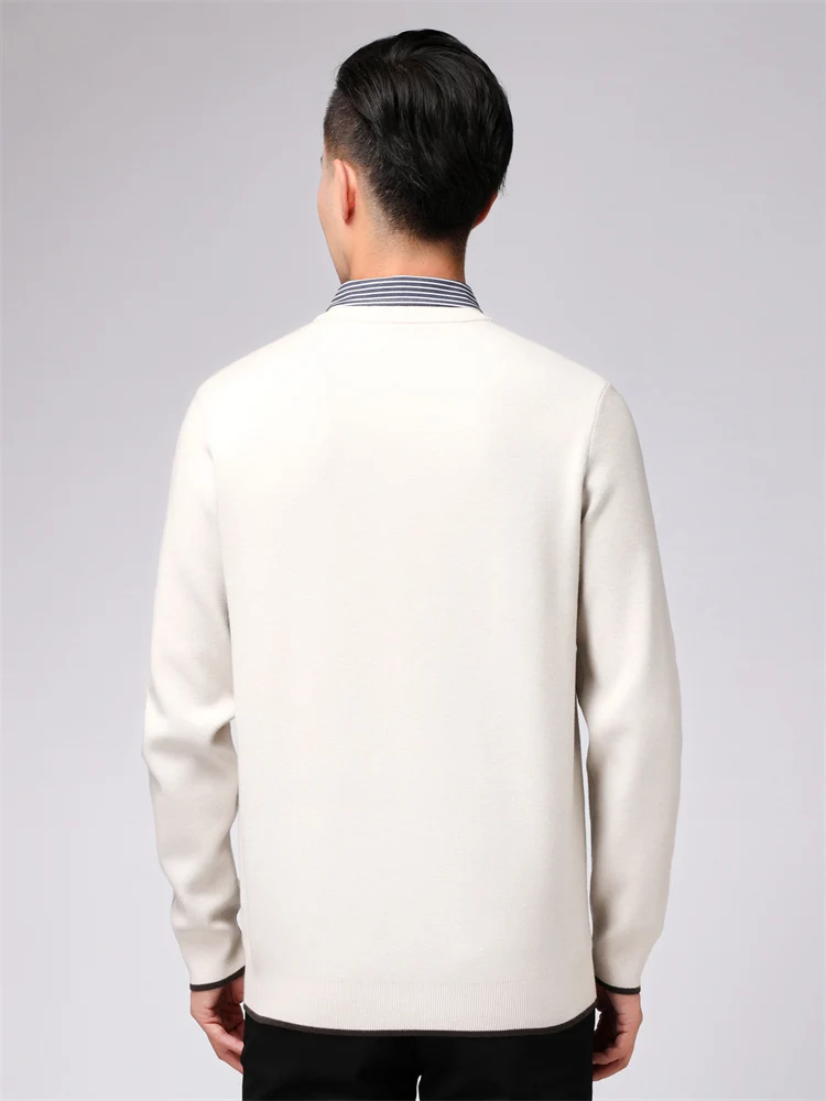 

Хаки искусственный двухсекционный вязаный свитер мужской модный теплый осенне-зимний новый свитер Basic Urban Sle Long Sve Crew Ne