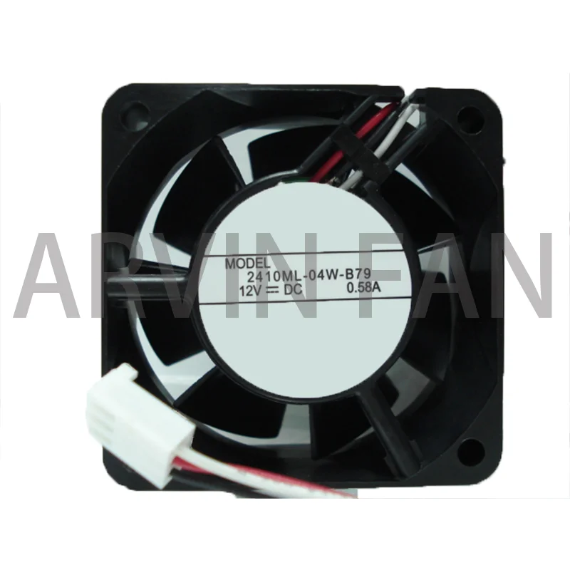 Ventilador, 3 Fios Inversor Servidor, 2410ML-04W-B79 -F62 6025, 60x60x25mm, 6cm, DC 12V, 0.58A