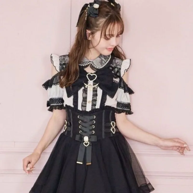 

Женская рубашка 2026: Новинка лета, с жемчужным воротником, милым большим бантом, короткий рукав, для девочек