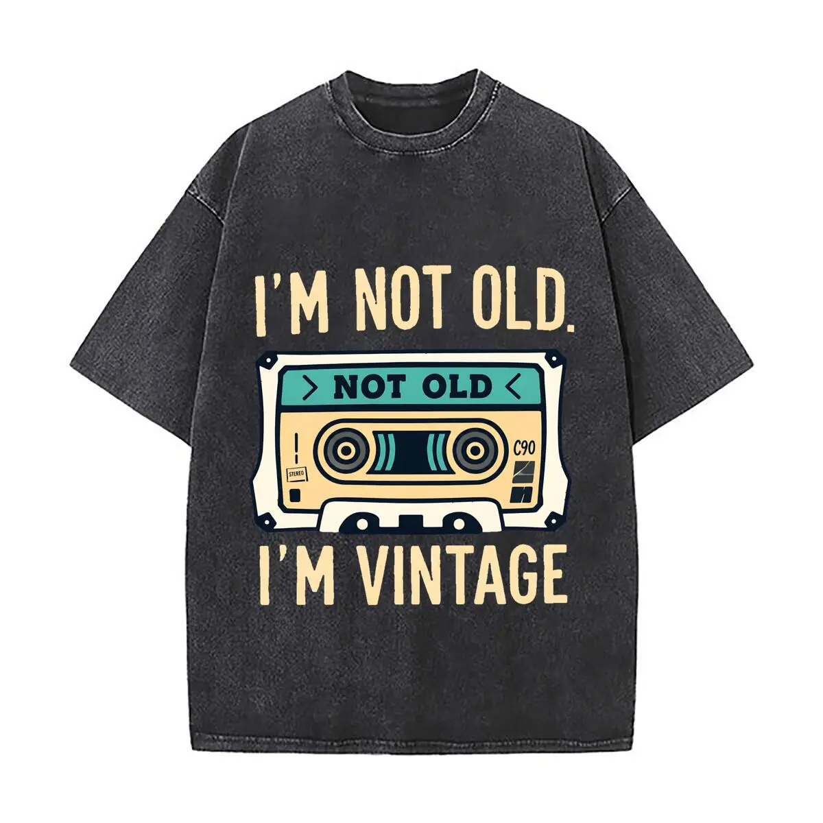 Im Not Old Im Vintage Retro Cassette C90 Stereo Vintage Distressed Loose Streetwear Tops for Campus Days