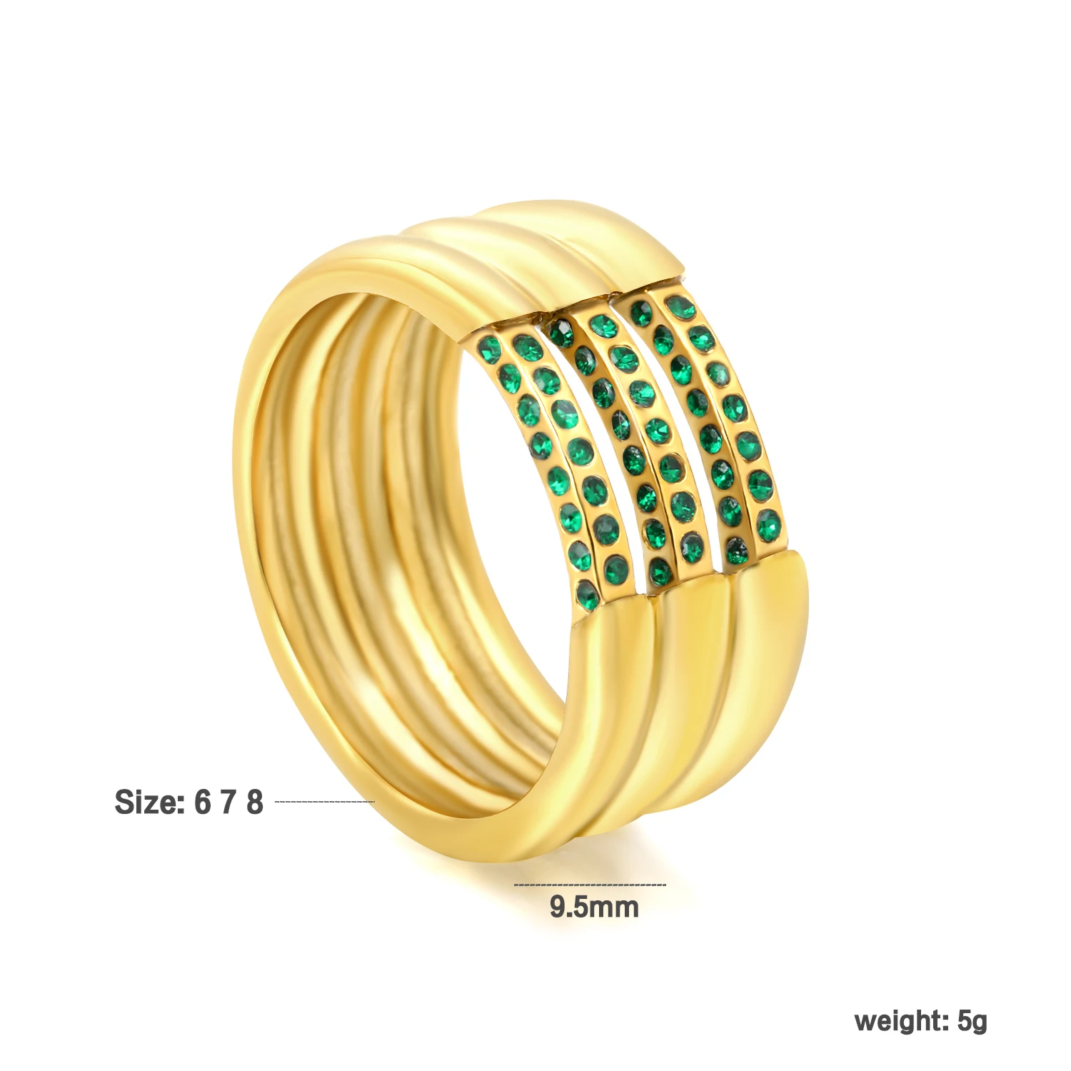 Fashionable Sainless Steel Three-row Zircon Ring Minimalist Accessory for Girls, Suitable for Parties and Dates Elegant Jewelry