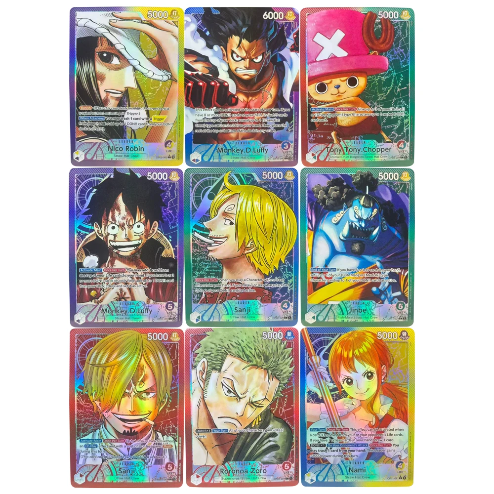 

9 шт./компл. ONE PIECE английский Луффи Зоро Нами Робин Санджи OPCG флэш-карта Diy самодельная классическая коллекционная карта аниме подарочная игрушка