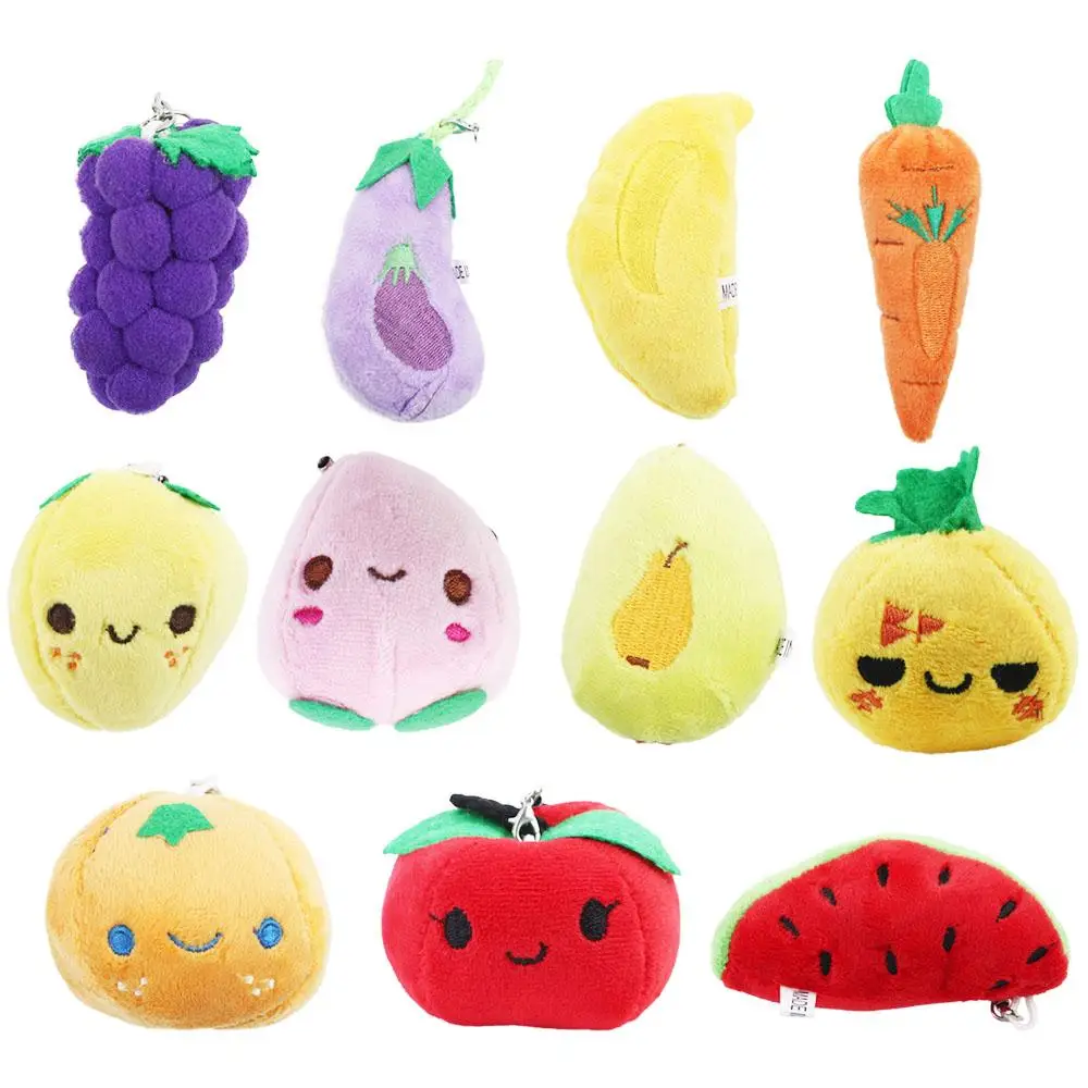 School Gift 6cm Stuffed Key Rings Plush Pendant Key Holder Plush Keychain Vegetable Plush Toy Fruit Plush Toy Fruit Plush Doll