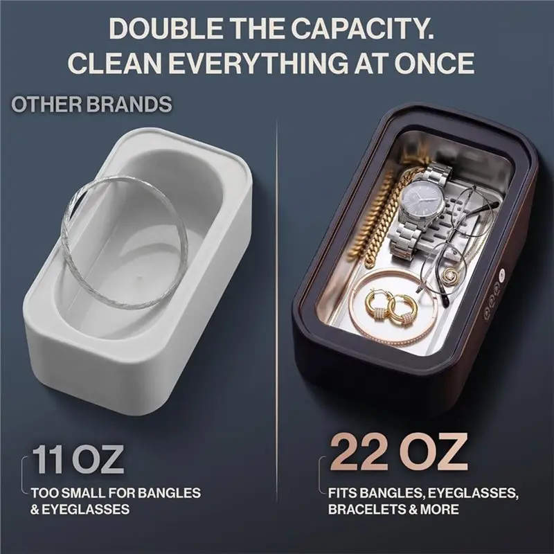 A83G-Ultrasonic Jewelry Cleaner - 48Khz Ultrasonic 3 Automatic Cleaning Modes, Suitable For Cleaning Jewelry US Plug