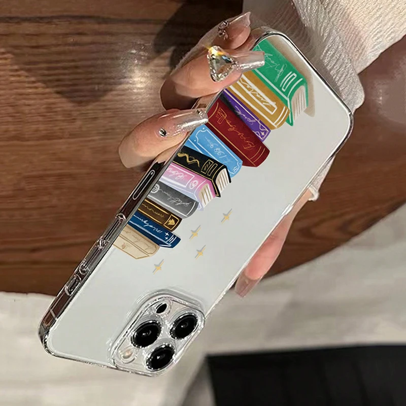 Livros impressão caso de telefone para iphone 16 15 14 13 12 11 pro max mini x xs se 7 8 plus 16e silicone à prova de choque macio transparente capa