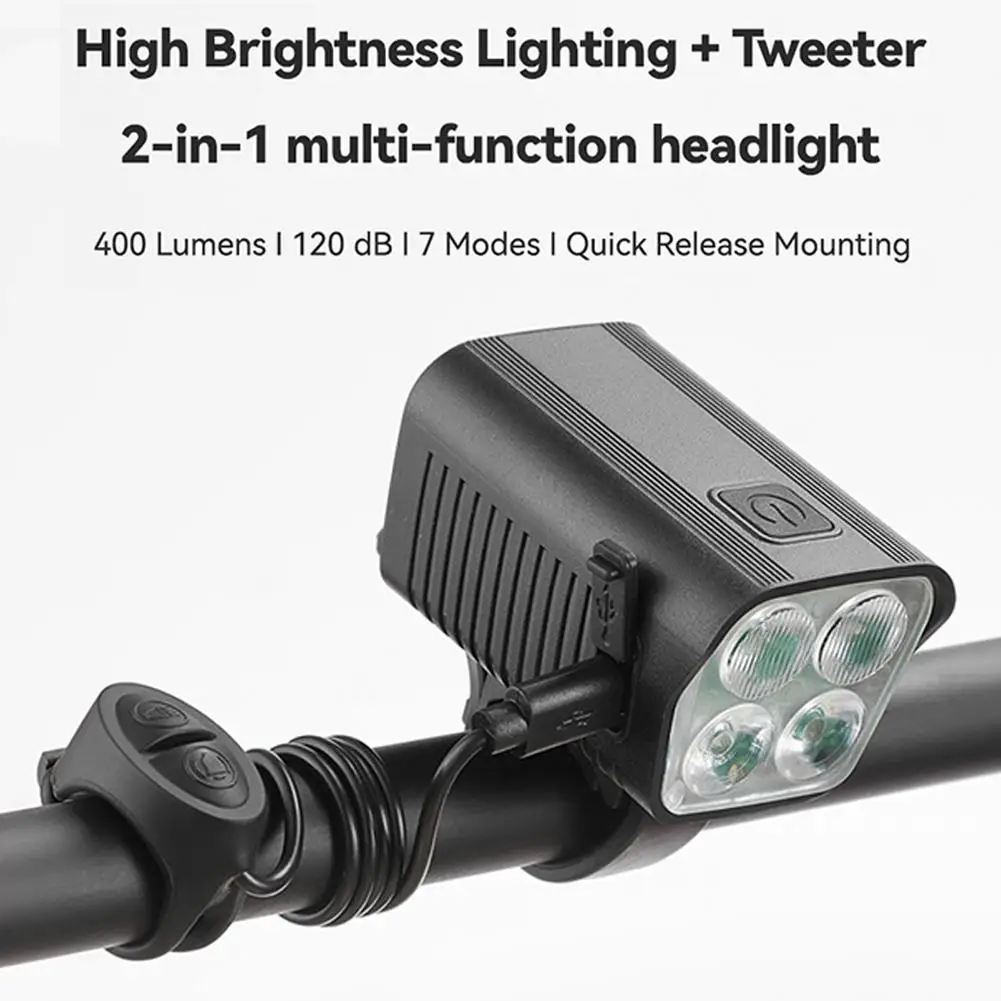 Bicycle Horn Light USB Rechargeable Mountain Bike Road Bicycle Headlight Waterproof Bike Headlight Flashlight 2025 New