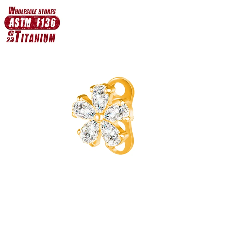 F136 Titanium Helix piercing conch Skin Grafting Nail Dermal Anchor 16g Surface Body Zircon Drilling Hide in Top Crystal Jewelry