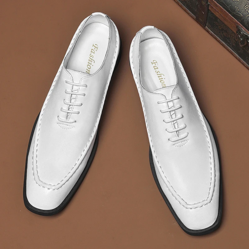 

Мужские туфли дерби из искусственной кожи с острым носком, удобная классическая деловая деловая мужская обувь для банкетов, сшитая вручную мужская обувь