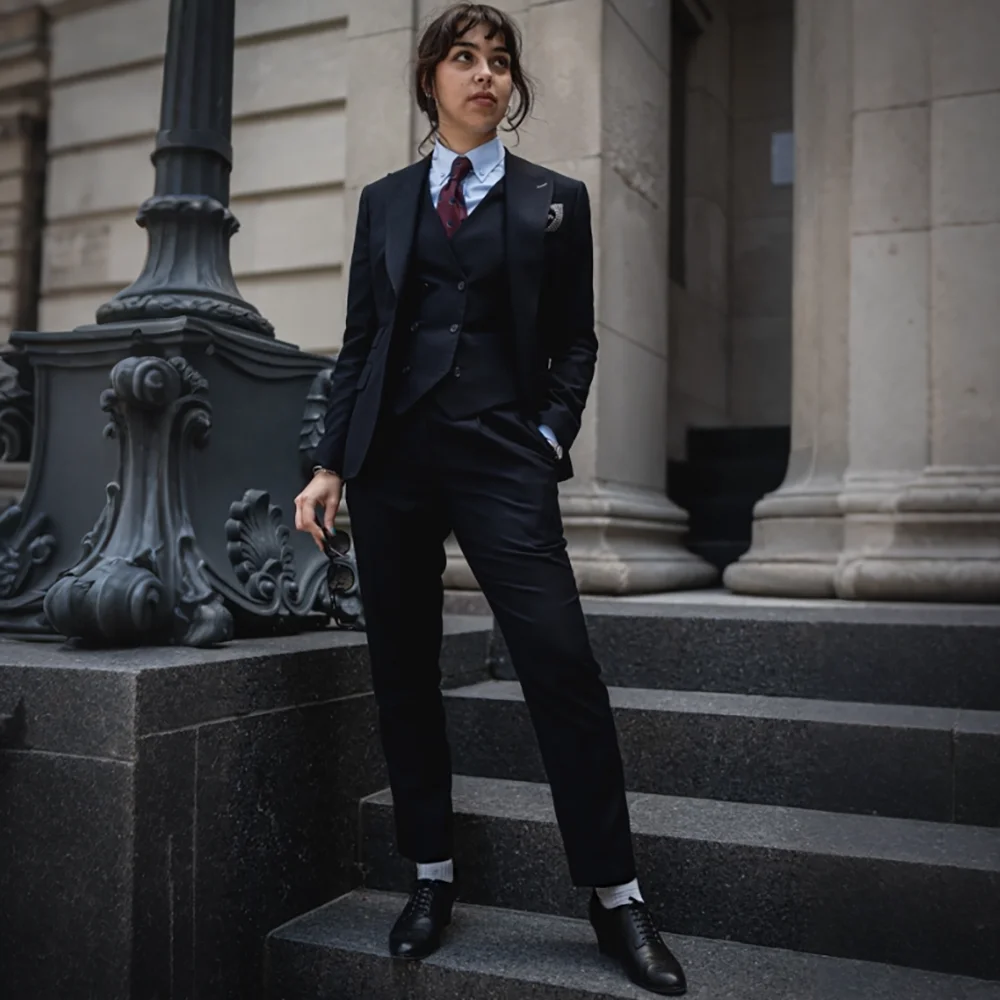 Powerful Black Women 3 Piece Suit Classic Single Breasted Jacket Vest Pants Set Elegant Office Business Formal Lady Outerwears