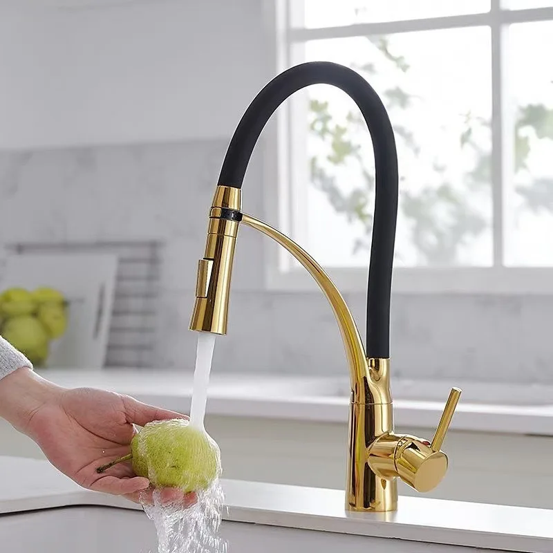 

Brushed Nickel Rubber Kitchen Faucet Mixer Tap Rotation Pull Down Stream Sprayer Taps Hot Cold Water Tap One Handle Kitchen Tap