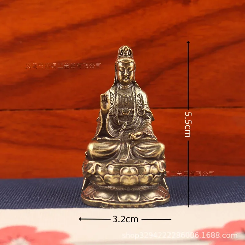 FX-18  Brass Ruyi Guanyin Ornament Temple Send Son Guanyin Foguang Nanhai Guanyin Pure Copper Small Copper Metal Crafts