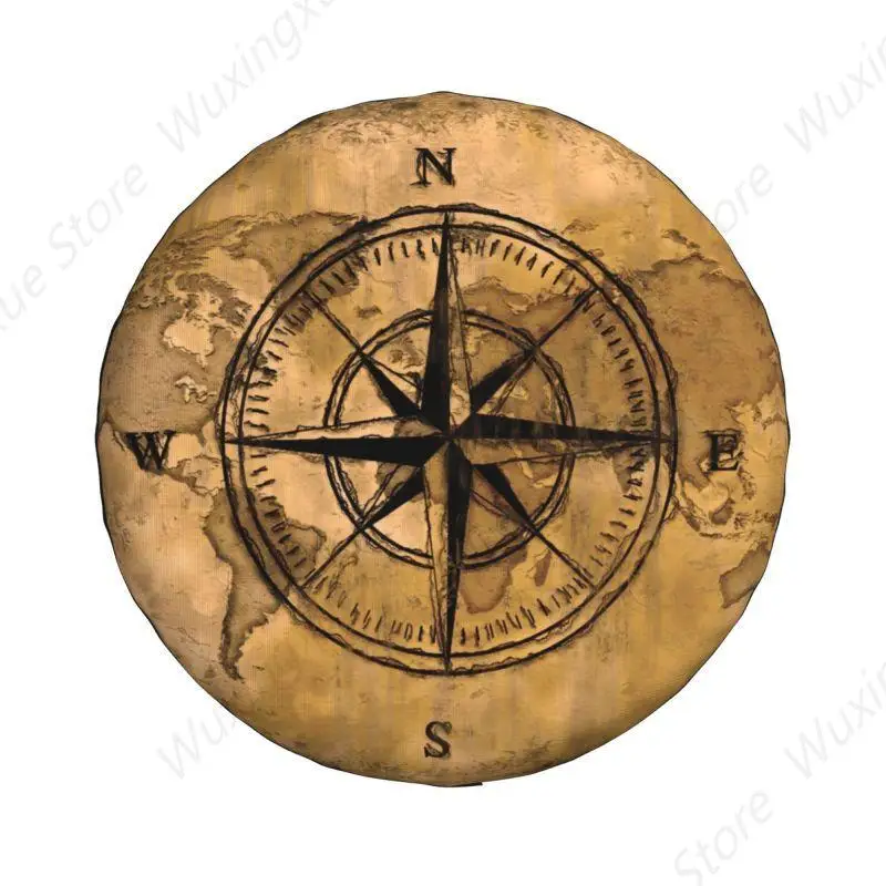 Custom Compass Rose And World Map Spare Tire Cover for Toyota Jeep RV SUV 4WD 4x4 Nautical Adventure Car Wheel Protector Covers