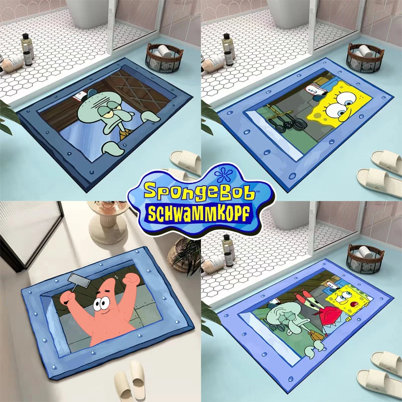 SpongeBob Patrick Star Floor Mat Bathroom Non Slip Absorbent Door Mat Cartoon Anime Bath Pad Kitchen Living Room Entryway Carpet