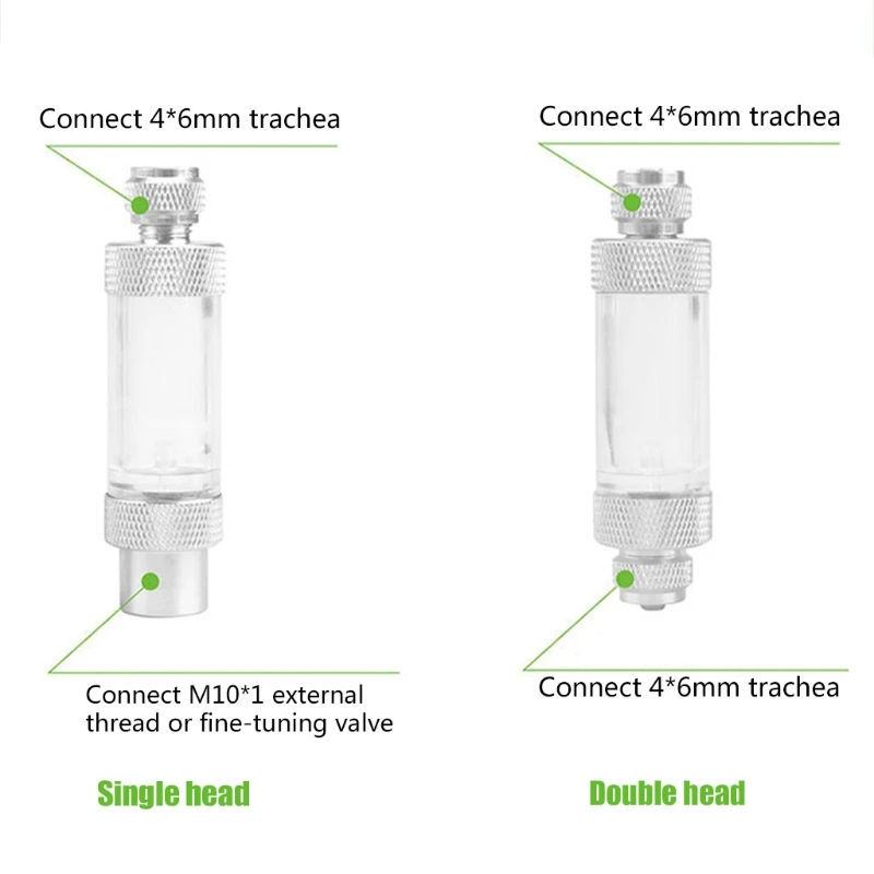 Single/Dual สำหรับหัวปลาสำหรับถัง CO2 Bubble Counter Aquarium ระบบ CO2 Bubble