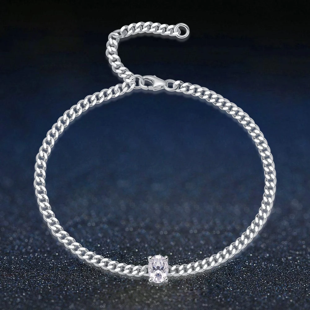 

1CT Moissanite Bracelet for Women 100% 925 Sterling Silver D Color Diamond Adjustable Chain Sparkling Fine Jewelry - Courageous