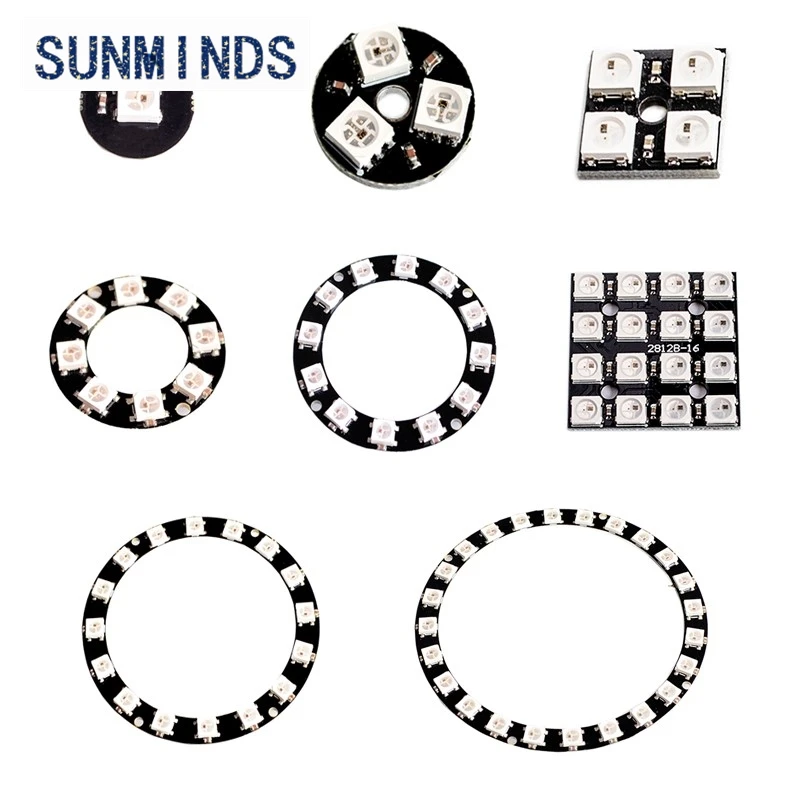 1 шт. Светодиодное кольцо RGB 1 3 4 8 12 16 24 бита Светодиоды WS2812 5050 Светодиодная кольцевая лампа RGB со встроенными драйверами