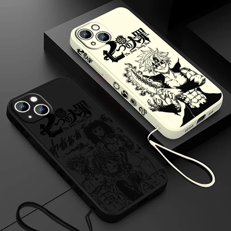 Funda de teléfono The Seven Deadly Sins Comics para Apple iPhone 15 14 13 12 11 Pro Max Plus 8 7 SE Liquid Left Rope Capa Cover