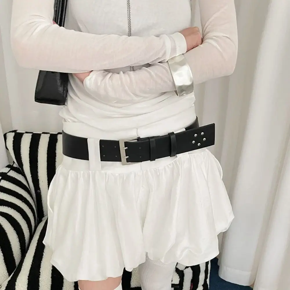 Nuevo Cinturón coreano para mujer, cinturón ancho Y2k en blanco y negro, cinturón vaquero para vestido de nicho de cuero Pu, cinturón para