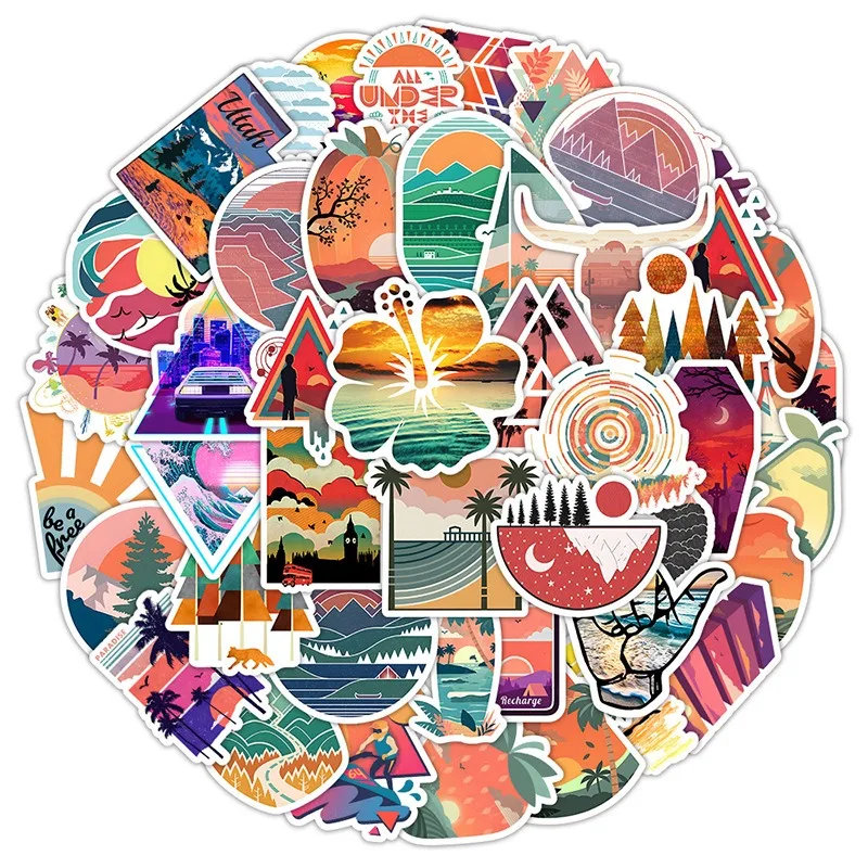 

50 шт., креативные декоративные наклейки с героями мультфильмов для кемпинга и кемпинга