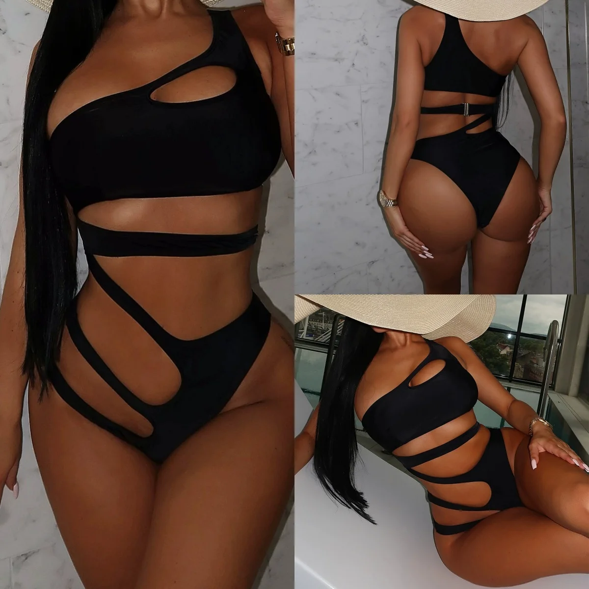 

Асимметричный женский купальник на одно плечо с вырезом, цельный купальник, женский купальник с высоким вырезом и мягкой подкладкой, купальник женский