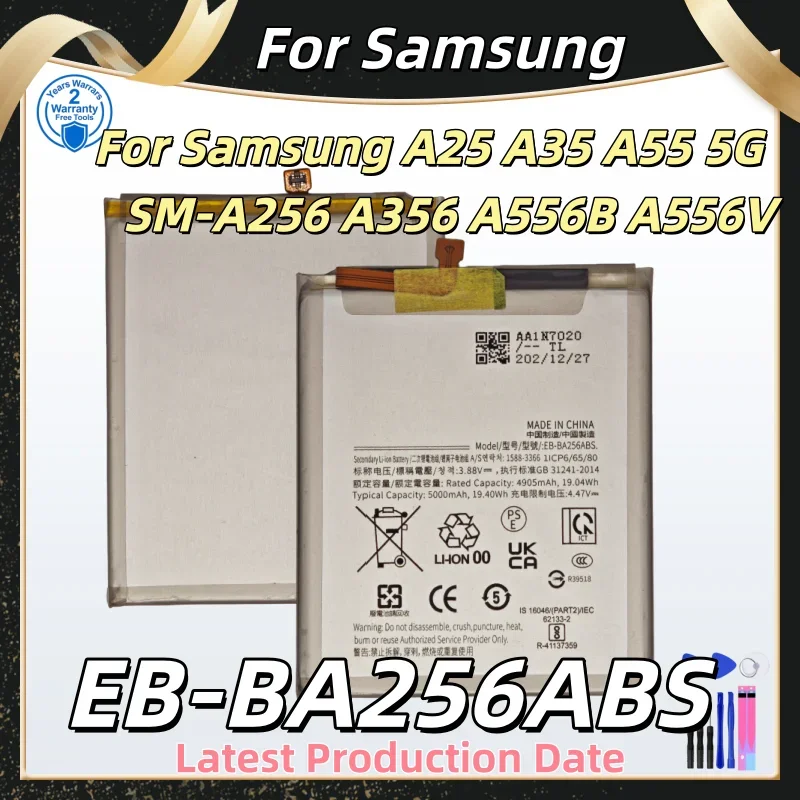 EB-BA256ABS EB-BA556ABY 5000mAh Replacement Battery For Samsung A25 A35 A55 5G SM-A256 A356 A556B A556V+Free Tools