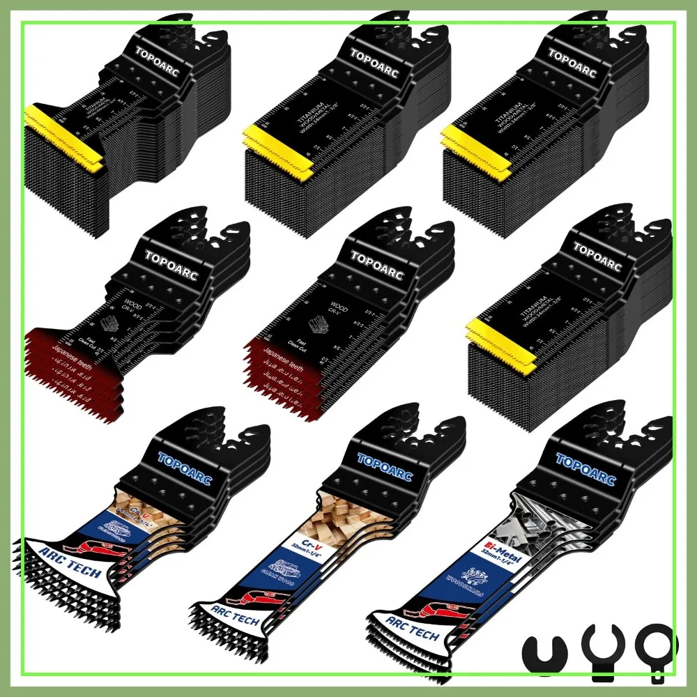

110 PCS Titanium Oscillating Tool Blades, Japanese Teeth, Quick Release, Compatible with Major Brands