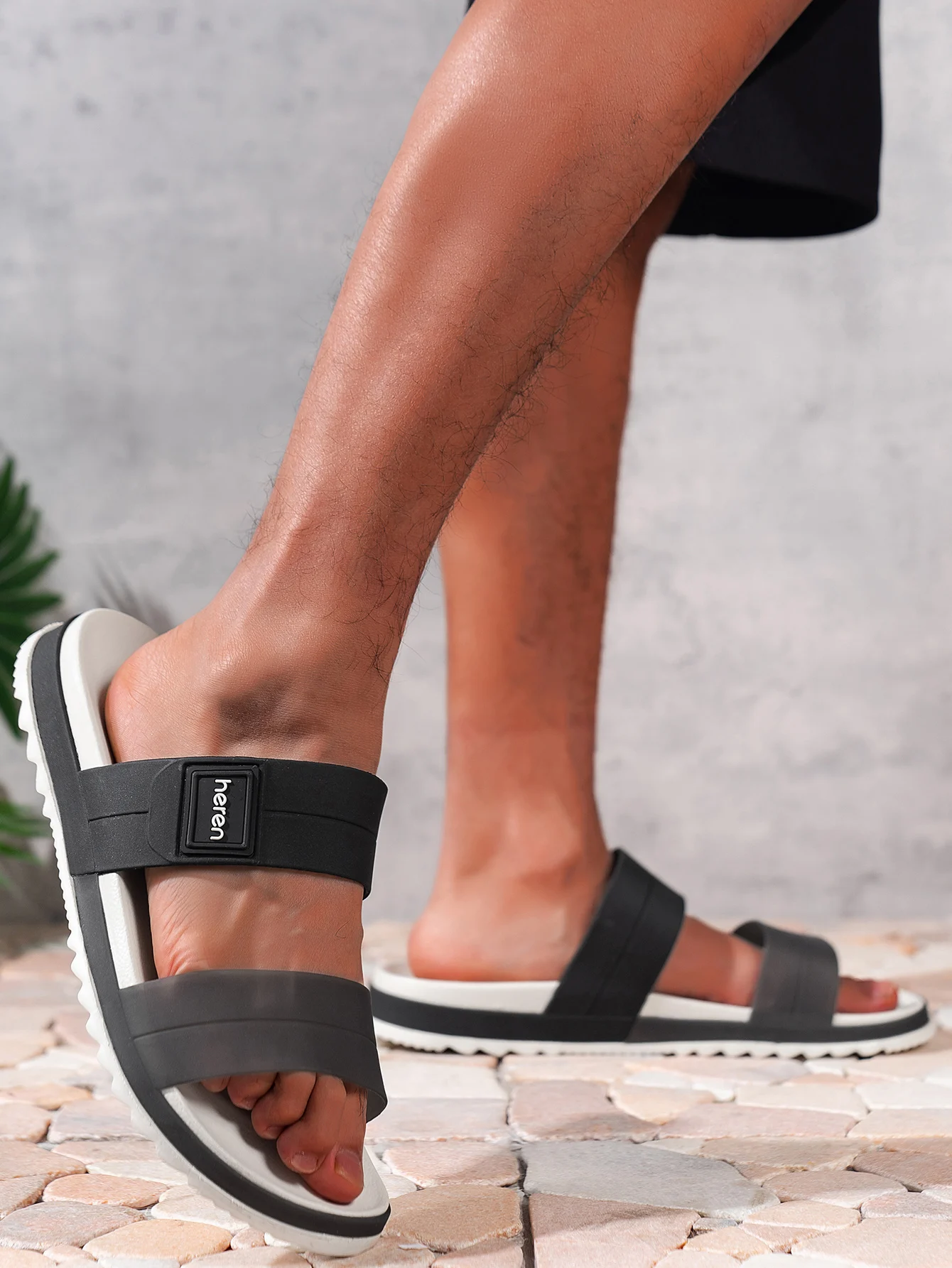 Herren-Jugend-Mules Neue Sommer-Retro-Freizeitschuhe zum Hineinschlüpfen, EVA-Einteilige Doppelriemen-Halb-Slipper mit Verstellbarer Schnalle für Zuhause und Outdoor-Nutzung – Detail 3
