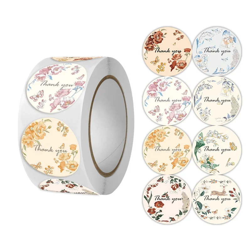 

Thank You Gift Seal Stickers, 500Pcs/Roll Self-Adhesive Round Labels for Packaging, Wrapping Tape for Envelopes, Presents