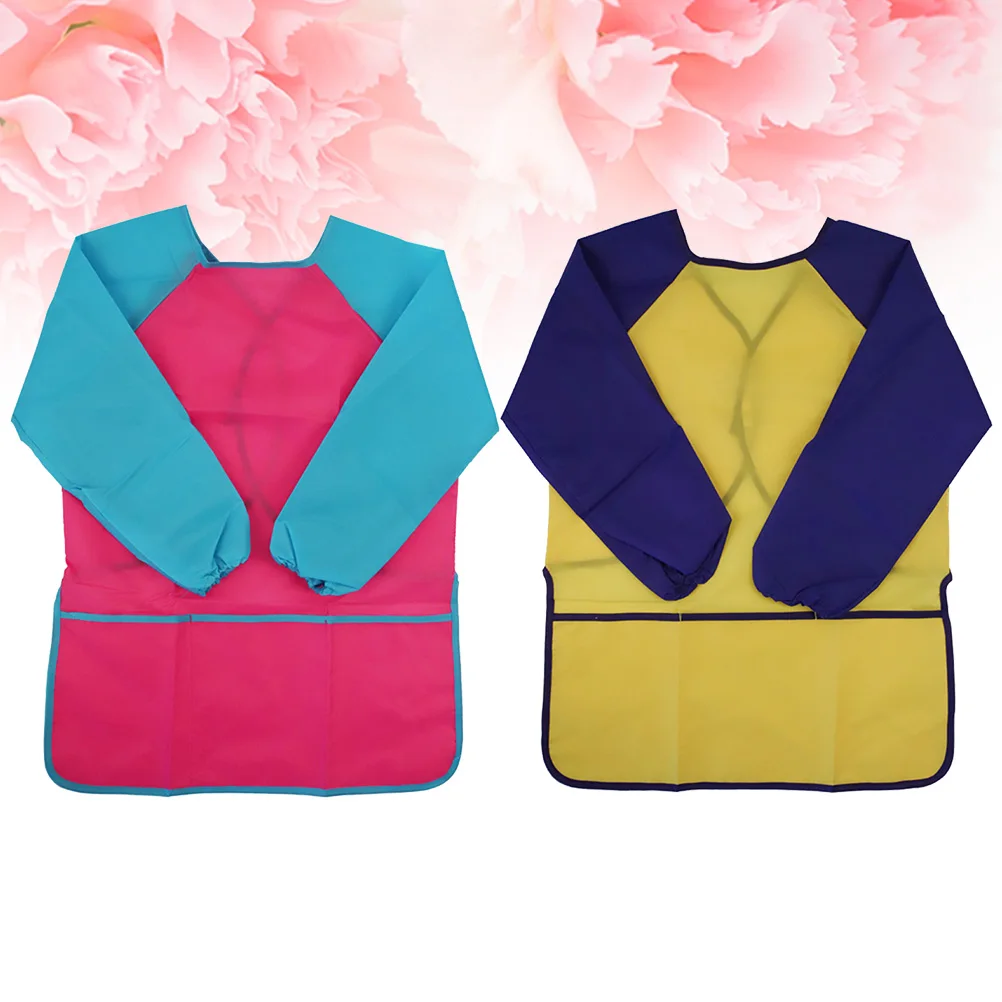 

2Pcs Painting Apron Smock for Kids Toddler Art Waterproof Long Sleeve Easy Dry Machine Washable Children Bib