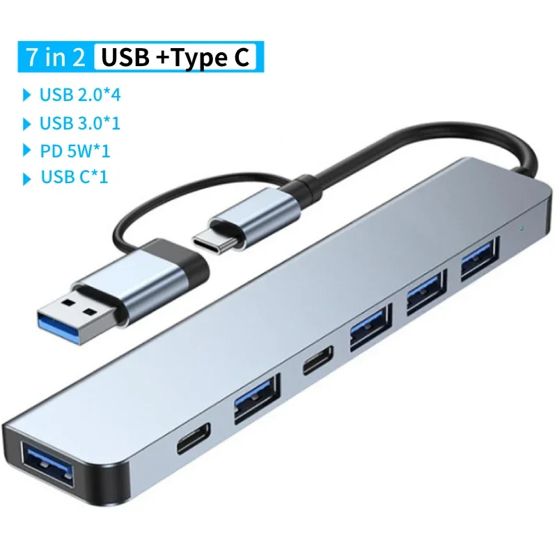 USB 3.0 Typ C Adapter Docking Ststion USB 2.0 Port TF SD Kartenleser Audioausgang Multi-Hub Splitter für MacBook Pro Computer