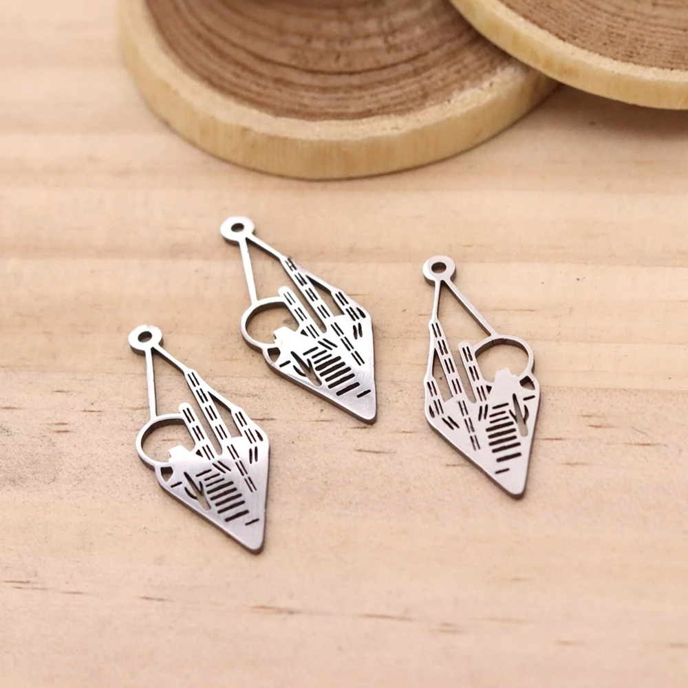 3pcs Geometric Diamond‑Shape Hamsa Hand Stainless Steel Charms, Hollow Fatima Hand DIY Earring Necklace Jewelry Making Findings
